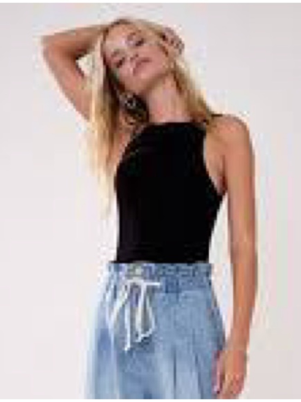 Free People Margate Pleated Drawstring Denim Paper Bag Pants L Oversized